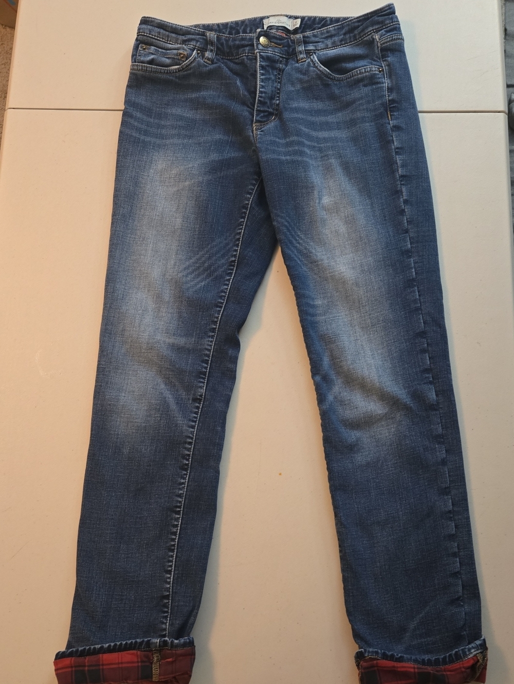 L.L. Bean Signature Flannel-Lined Skinny Denim Jeans - Women's Size 8
